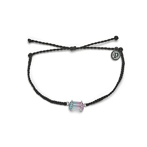 Pura Vida Silver Mermaid Quartz Bracelet - 100% Waterproof, Adjustable Band, Brand Charm - Black