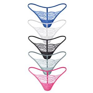 cksung women's low rise soft lace g-string thong panties, pack of 5 (small)