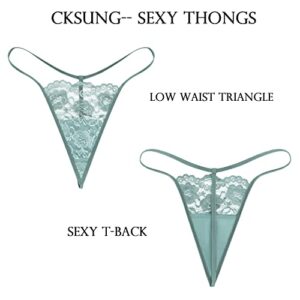 CKSUNG Women's Low Rise Soft Lace G-String Thong Panties, Pack of 5 (Small)