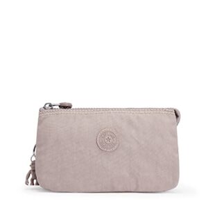 kipling women's creativity large pouch, versatile cosmetics kit, lightweight nylon travel organizer, grey gris, 7.25" l x 4.25" h x 0.5" d