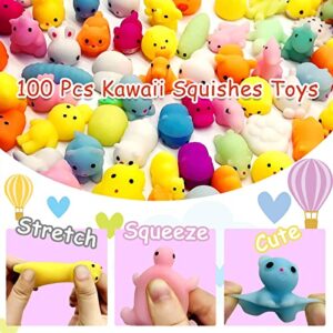 LENYOQIN 100 Pcs Kawaii Squishies, Mochi Squishy Toys for Kids Party Favors, Mini Sensory Stress Relief Toys, Goodie Bags Novelty Toy, Classroom Prizes, Birthday Gift, Christmas Stocking, Xmas Gifts (Random)