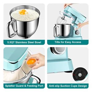 Upgraded Household Stand Mixer for Peicual 380W 10+P Speed High-Performance Tilt-Head Electric Kitchen Mixer 5.5Qt Stainless Steel Bowl with Dough Hook Flat Beater Wire Whisk & Splash Guard