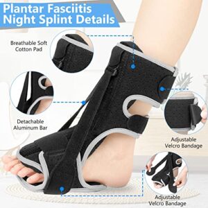 WOSHSHEN Plantar Fasciitis Night Splint, Adjustable Plantar Fasciitis Relief Night Splint for Women & Men, Relief Brace for Plantar Fasciitis Relief, Achilles Tendonitis and Foot Drop (Black, Large)