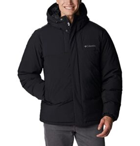 columbia men's aldercrest down hooded jacket, black, x-large