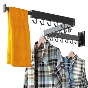 heilaiyi clothes drying rack for laundry,wall mounted clothes hanger rack,folding,retractable,collapsible(j shape hooks)