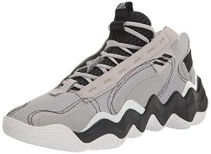 adidas women's exhibit b mid basketball shoe, grey/white/black, 8