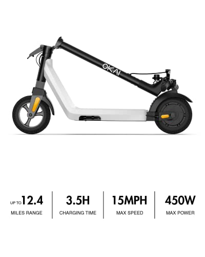 OKAI ES50B Electric Scooter | Entry-Level E Scooter - 12.4 Miles Range | 15.5mph Top Speed - Lightweight and Foldable Electric Kick Scooter for Teens, Adults & Kids
