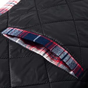 MAGCOMSEN Flannel Hooded Jacket for Men Long Sleeve Button Down Quilted Hood Coat Flannel Shirts for Men Winter Thermal Plad Jacket Red