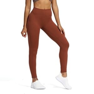 Aoxjox High Waisted Workout Leggings for Women Compression Tummy Control Trinity Buttery Soft Yoga Pants 26" (Cherry Mahogany, Medium)