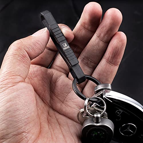 TISUR Keychain Pocket Clip, Quick and Easy Access to Keys, Titanium Key Holder with Detachable Keyring, Gifts for Men Women (25mm Black Ti Ring)