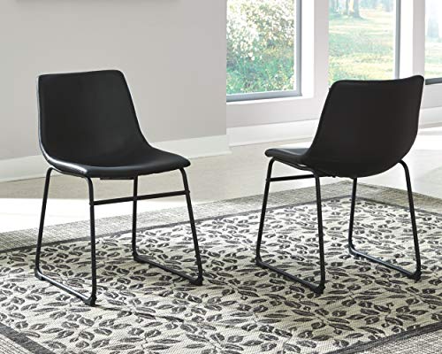 Signature Design by Ashley Centiar Mid Century Round Dining Room Table, Gray & Black & Centiar Mid Century Dining Room Bucket Chair, Set of 2, Black