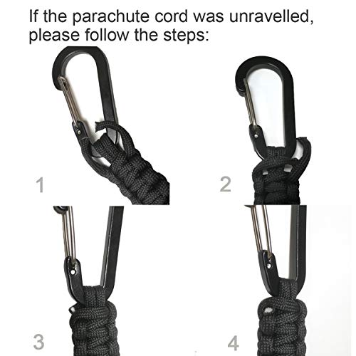 GREATRIL Keychain Carabiner with Key Ring Paracord Key Chain Hanger Heavy Duty Clips for Outdoor Boys/Girls/Men/Women (Black)