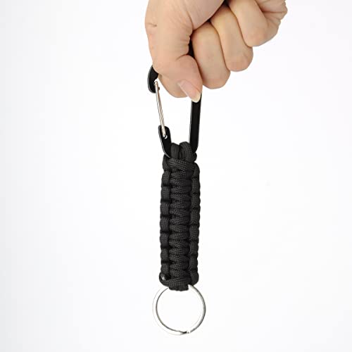 GREATRIL Keychain Carabiner with Key Ring Paracord Key Chain Hanger Heavy Duty Clips for Outdoor Boys/Girls/Men/Women (Black)