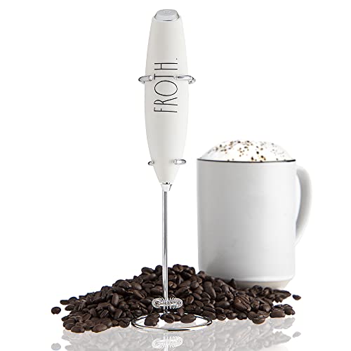 Rae Dunn Milk Frother- Handheld Electric Drink Mixer, Handheld Electric Milk Frother, Coffee Frother, Hand Blender, Frappe Maker, Handheld Latte Maker Milk Foamer (Cream)