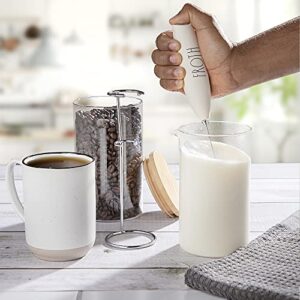 Rae Dunn Milk Frother- Handheld Electric Drink Mixer, Handheld Electric Milk Frother, Coffee Frother, Hand Blender, Frappe Maker, Handheld Latte Maker Milk Foamer (Cream)