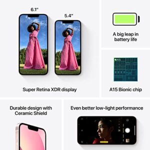 iPhone 13 Mini, 128GB, Pink - Unlocked (Renewed)