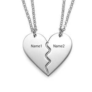 matching heart necklace for couples 2 bestfriend necklaces soul sisters jewelry custom best friend friendship bff chain him her engagement wedding anniversary love gifts customized name double heart