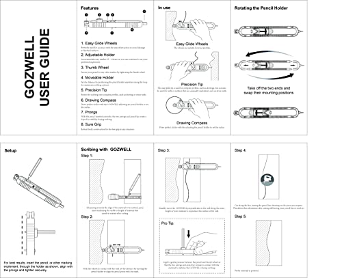 GOZWELL Precise Contour Scribe Tool with Lock for Pencil - Woodworking Edge Corner Measuring Profile Duplicator (1 Pack)