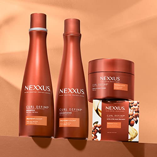 Nexxus Curl Define Shampoo and Conditioner ProteinFusion 2 Count for Curly and Coily Hair Strengthening & Moisturizing Sulfate-Free Hair Products with Marula Oil 13.5 oz