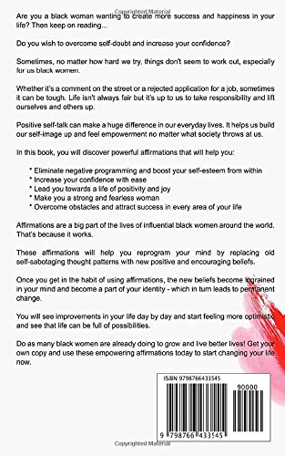 Empowering Affirmations for Black Women: Positive Affirmations to Increase Confidence, Boost Self Esteem & Motivation and Attract Success for Badass Black Girls (Self Care for Black Women)