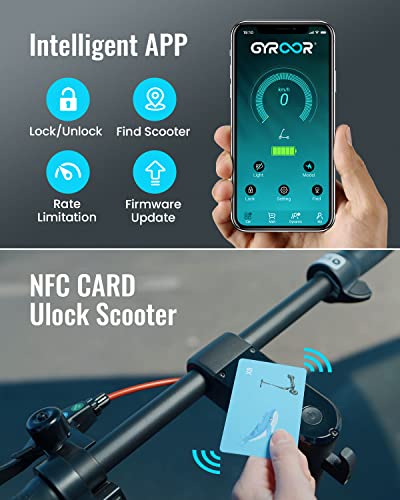 Gyroor Electric Scooter Adults with Dual Shock Absorbers Up to 31 Miles 18.6Mph,Turn Signal 500W Motor NFC Safety Lock,IP67 Core Components Waterproof Foldable Scooter Electric for Adults