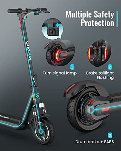 Gyroor Electric Scooter Adults with Dual Shock Absorbers Up to 31 Miles 18.6Mph,Turn Signal 500W Motor NFC Safety Lock,IP67 Core Components Waterproof Foldable Scooter Electric for Adults