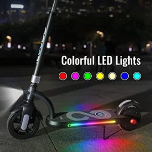 Gyroor Kids Electric Scooter, with 200W Motor & LED Visible Display, Colorful Lights, Adjustable Speed and Height, 10 Mph & 10 Miles Range Electric Scooter, Electric Scooter for Kids Ages 8-12, Silver