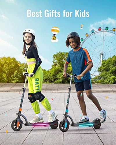 Gyroor Kids Electric Scooter, with 200W Motor & LED Visible Display, Colorful Lights, Adjustable Speed and Height, 10 Mph & 10 Miles Range Electric Scooter, Electric Scooter for Kids Ages 8-12, Blue