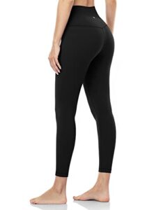 heynuts pure&plain 7/8 high waisted leggings for women, hawthorn athletic compression tummy control yoga pants 25'' black s(4/6)