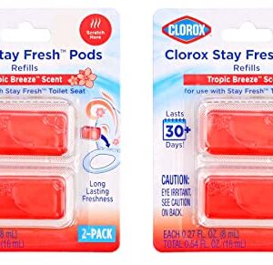 Clorox Stay Fresh Pods - Tropic Breeze Air Freshener and Odor Eliminator for Stay Fresh Toilet Seat, Orange, 4-Piece