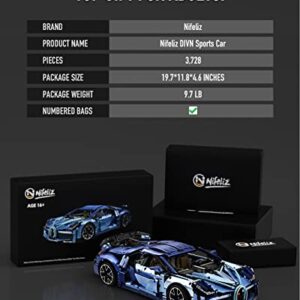 Nifeliz DIVN Race Car MOC Building Kit and Engineering Toy, Adult Collectible Sports Car Technology Building Kit, 1:8 Scale Sports Car Model for Men Teens(3728 Pcs)