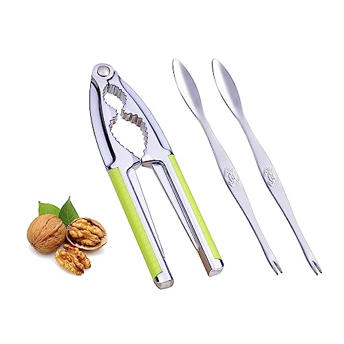 Nut Cracker, Nutcracker, Seafood Tools, Walnut Cracker for All Nuts, Heavy Duty Shell Cracker with 2 PCS Forks/Picks, Lobster Crab Crackers with Non-slip Handle 