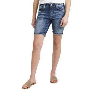 silver jeans co. women's elyse mid rise short, med wash eaf237, 30