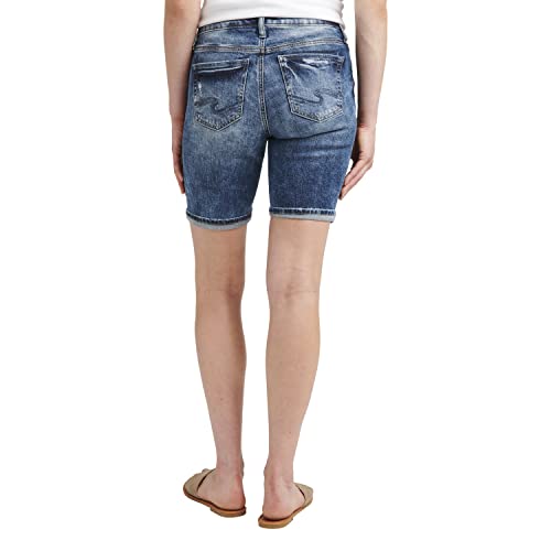 Silver Jeans Co. Women's Elyse Mid Rise Short, Med Wash EAF237, 30