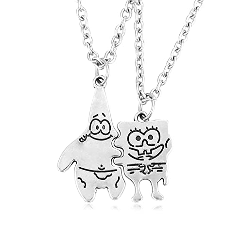 2Pcs Metal Matching Puzzle Pendant Necklace - BFF Best Friend Friendship Bestie Memorial Jewelry Funny Creative Gift-necklace