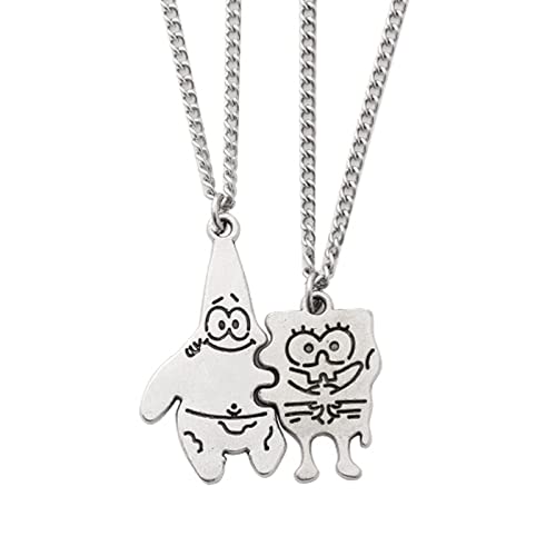 2Pcs Metal Matching Puzzle Pendant Necklace - BFF Best Friend Friendship Bestie Memorial Jewelry Funny Creative Gift-necklace