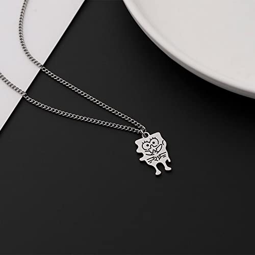 2Pcs Metal Matching Puzzle Pendant Necklace - BFF Best Friend Friendship Bestie Memorial Jewelry Funny Creative Gift-necklace