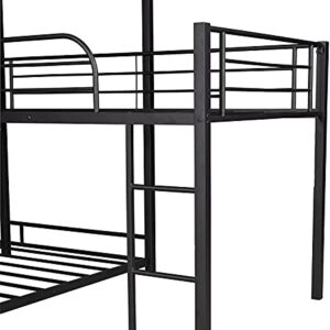 STP-Y Metal Bunk Bed with Desk, Twin Over Twin Over Full Bunk Beds, L-Shaped Metal Triple Twin Over Full Bunk Bed Teens Adult, Black with Desk (Color : Black)