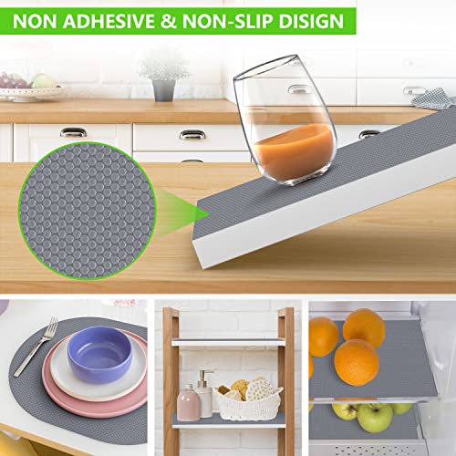 Shelf Liners for Kitchen Cabinets Refrigerator Liners Waterproof & Oil-Proof Kitchen Cupboard Liner Non-Slip Drawer Mats EVA Material Non Adhesive Fridge Liner for Shelves - Gray