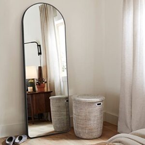 kiayaci arched full length mirror floor mirror with stand bedroom dressing mirror full body wall mirror (black, 59" x 20")