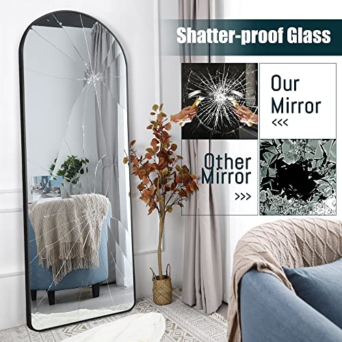 KIAYACI Arched Full Length Mirror Floor Mirror with Stand Bedroom Dressing Mirror Full Body Wall Mirror (Black, 59" x 20")