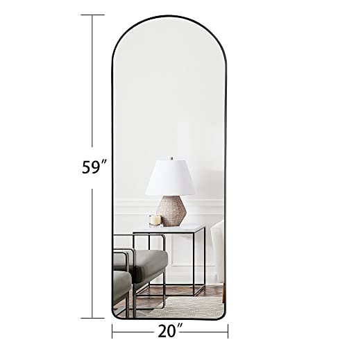 KIAYACI Arched Full Length Mirror Floor Mirror with Stand Bedroom Dressing Mirror Full Body Wall Mirror (Black, 59" x 20")
