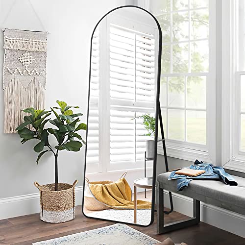 KIAYACI Arched Full Length Mirror Floor Mirror with Stand Bedroom Dressing Mirror Full Body Wall Mirror (Black, 59" x 20")