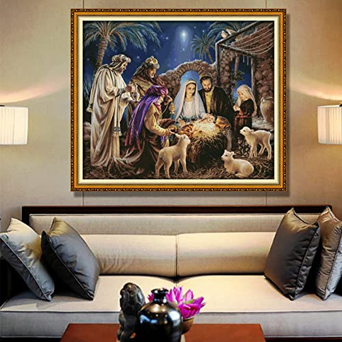 Dimensean Stamped Cross Stitch Kits Full Range of Embroidery Patterns Starter Kits for Beginners Adult or Kids DIY Cross Stitches Needlepoint Kits 11CT- (Nativity 33.5x28 inch)