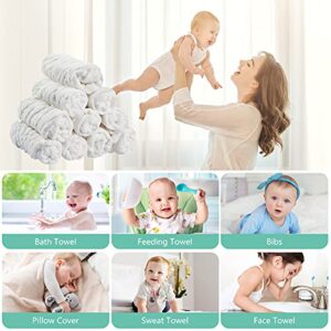 Baby Muslin Soft White Small Washcloths for Newborn Essentials Must Haves Muslin Wash Absorbent Burp Cloths Registry for Your Baby Boy Face Towel And Bath Washcloth Koo-dib 30 Pack Set + Wash Mesh Bag