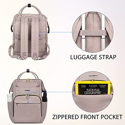 VANKEAN 15.6-16.2 Inch Laptop Backpack Carry On Backpack for Women Computer Work Backpack, Water Proof College Daypack Backpacks with USB Port RFID Pocket, Business Travel Backpack, Light Dusty Pink