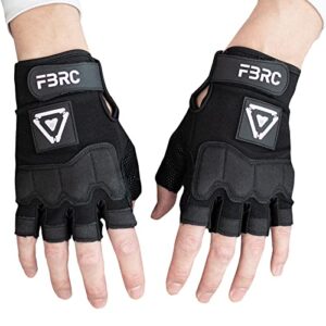 fabric of the universe tactical fingerless logo gloves (black tr-55, medium)