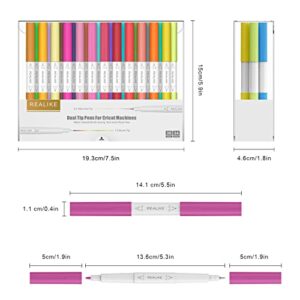 REALIKE Dual Tip Pens for Cricut Maker 3/Maker/Explore 3/Air 2/Air, Dual Tip Marker Pens Set of 36 Pack Fine Point Pen Writing Drawing Accessories for Cricut Machine (0.4 Tip & 1.0 Tip)