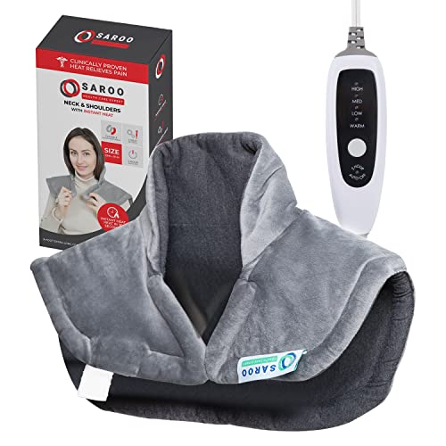 SAROO Heating Pad for Neck and Shoulders, Electric Neck Heating Pad for Neck Pain, Shoulder Heating Pads with 9 Heat Settings - 2 Hour Auto-Off with Countdown, Stay on, Wearable Heated Neck Wrap