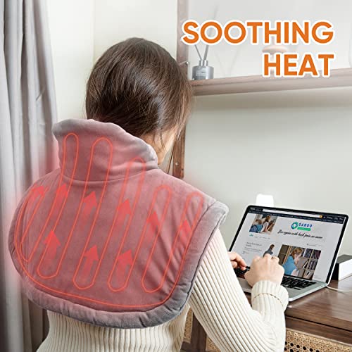 SAROO Heating Pad for Neck and Shoulders, Electric Neck Heating Pad for Neck Pain, Shoulder Heating Pads with 9 Heat Settings - 2 Hour Auto-Off with Countdown, Stay on, Wearable Heated Neck Wrap